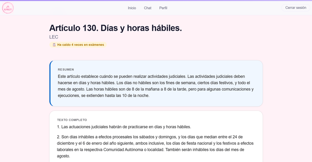 Artículo con resumen en lenguaje claro y número de veces que ha caído en examen